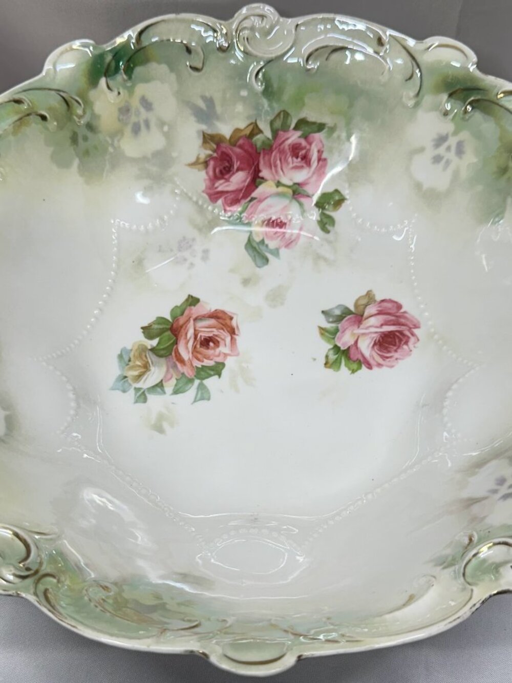 RS Prussia Antique Porcelain Rose Bowl Red Mark